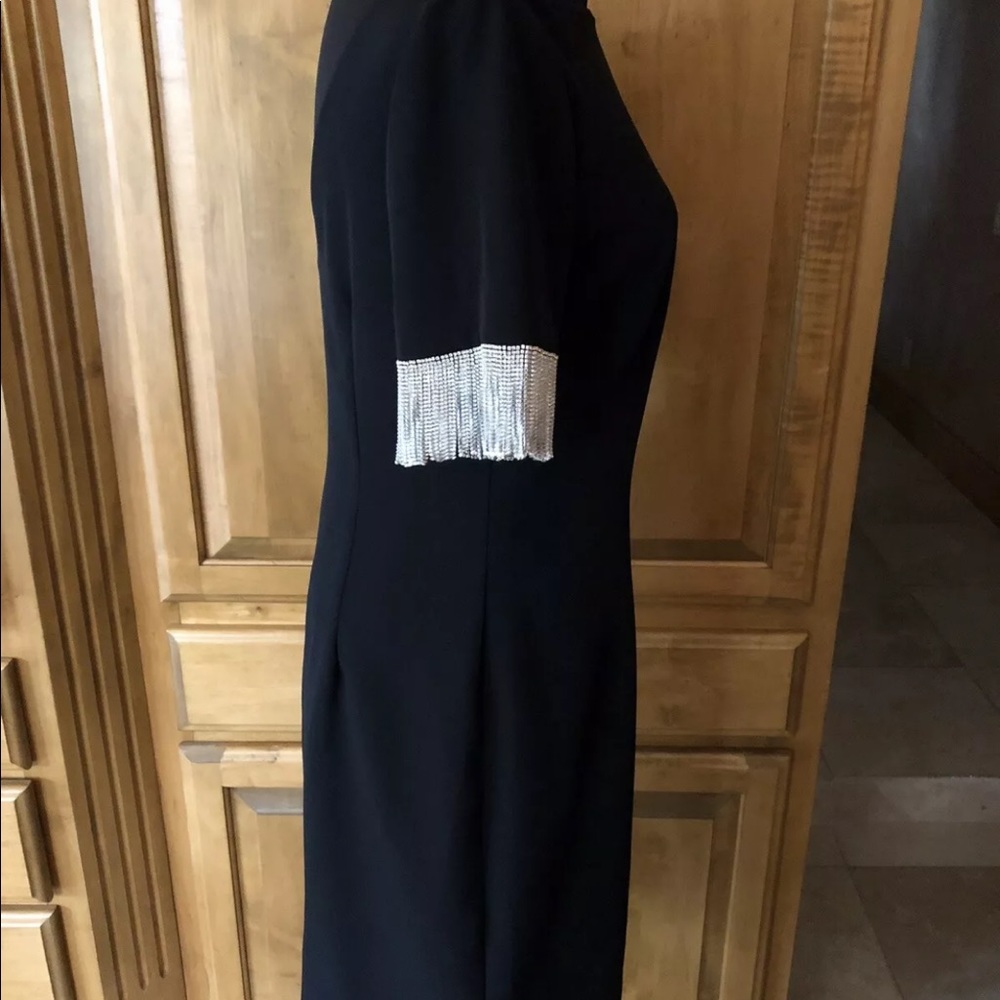 Trina Turk Rhinestone Fringe Sleeve Dress - Picture 5 of 8